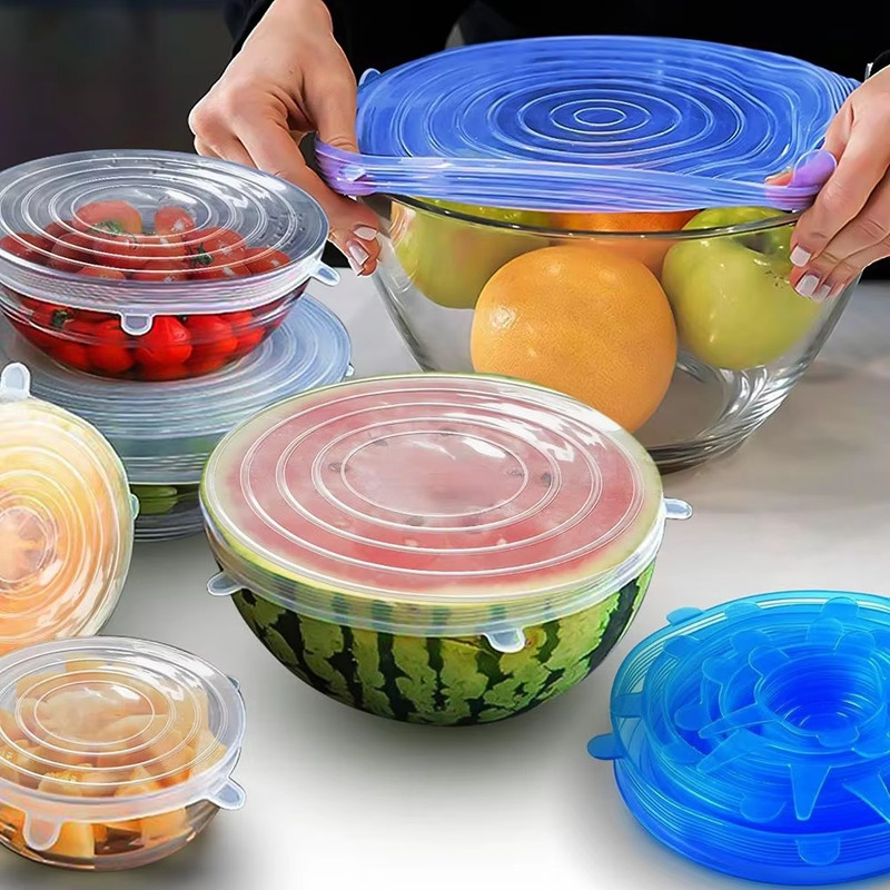 6Pcs Preservation Covers Silicone Elastic Silicone Food Lids round Fresh Food Li gallery