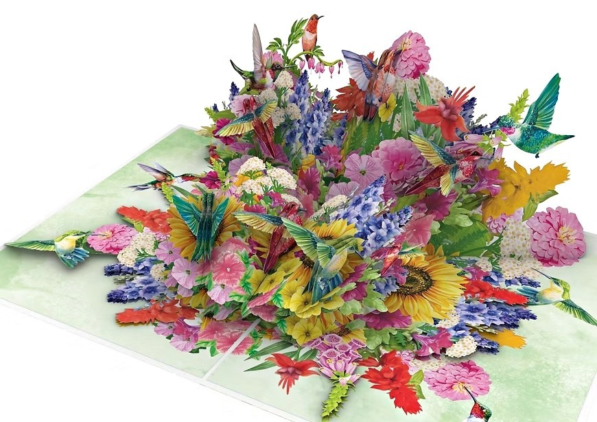 3D Pop Up Greeting Card Hummingbird Flower Floral Birthday Get well Thank you gallery