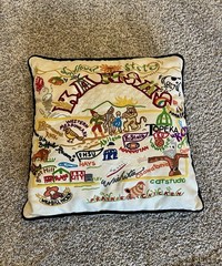 Catstudio Geography Collection Hand Embroidered Pillow Kansas 20” 2014