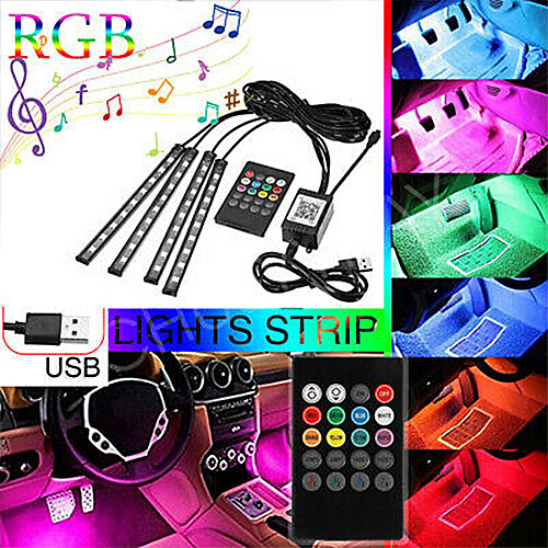 RGB 4PCS 12V 12" 15SMD Flexible LED Strip Light Waterproof For Car Truck Boat # gallery