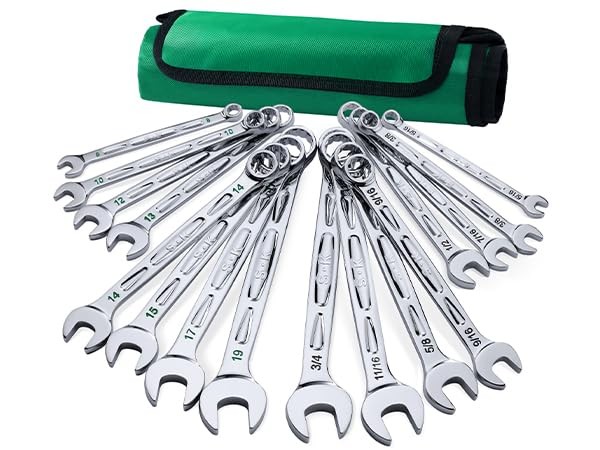 Tools USA 16 Piece, 12 Point, SAE & Metric Chrome Combination Wrench Set | SK013 gallery