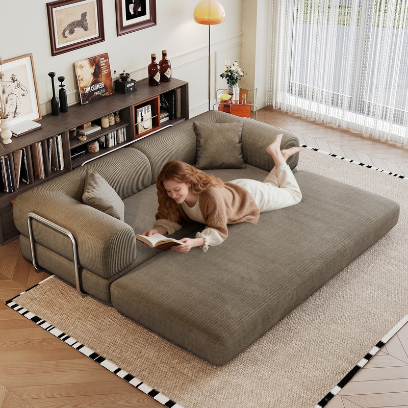 78.8" Compression Sofa Convertible Floor Sofa Bed Pillow Back Support Armrest gallery