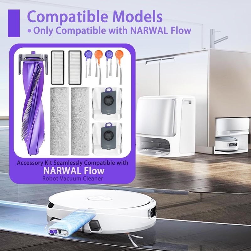 11 pcs Replacement Parts Accessories Kit Compatible for Narwal Flow Robot Vacuum gallery