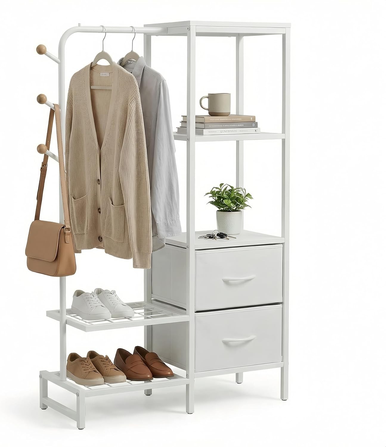 Trending Standard Clothes Clothing Garment Rack with Storage Drawers, Rolling gallery