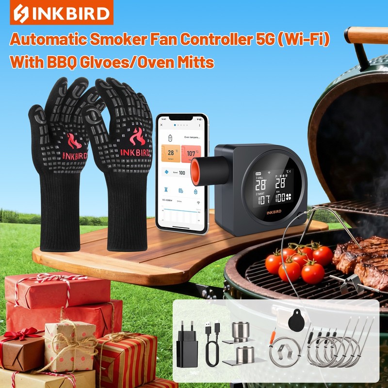 INKBIRD BBQ Temperature Controller WiFi Bluetooth Automatic Smoker Fan Oven Mitt gallery