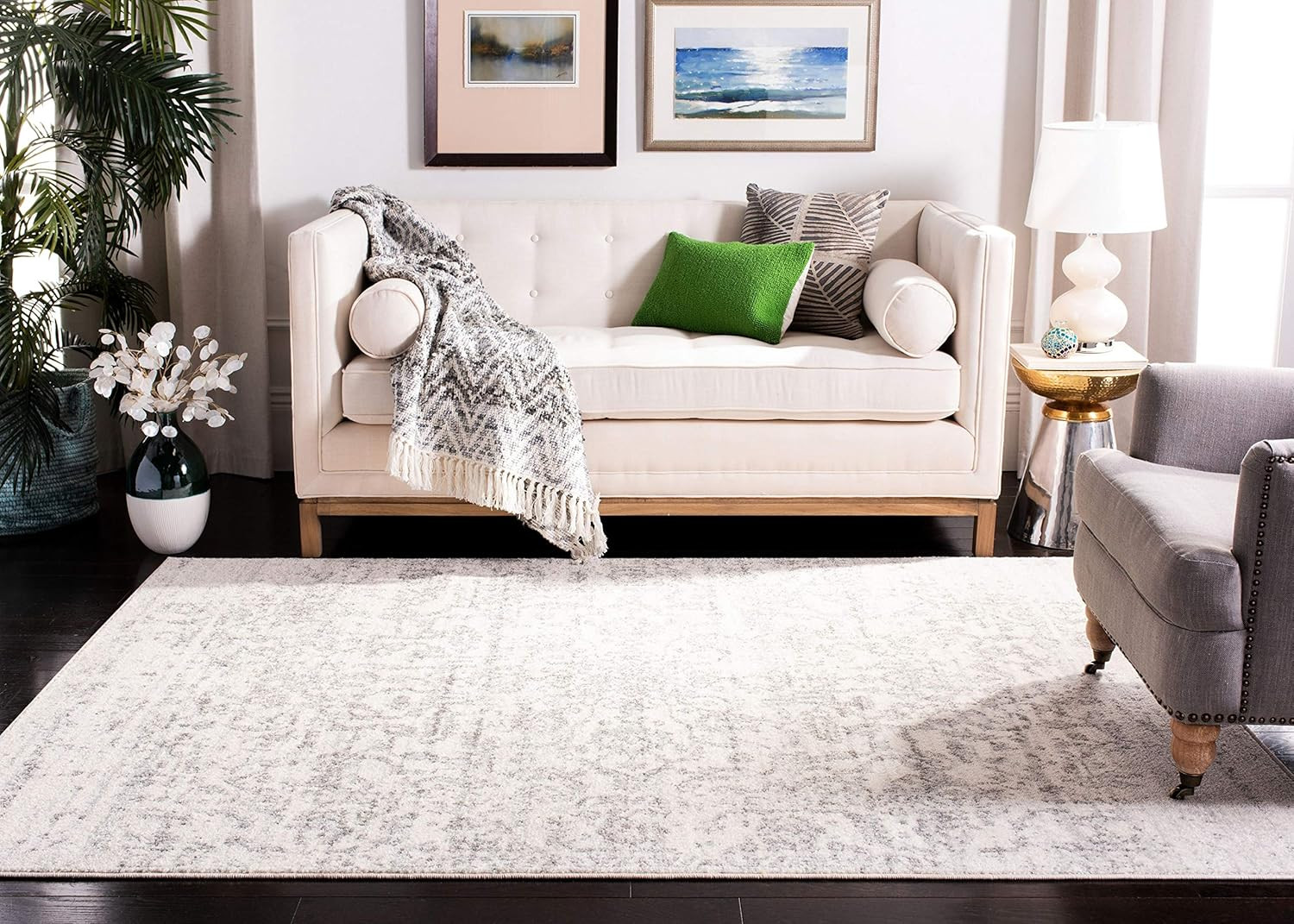 Madision Collection 10' x 14' Area Rug - Silver & Ivory Snowflake Design gallery