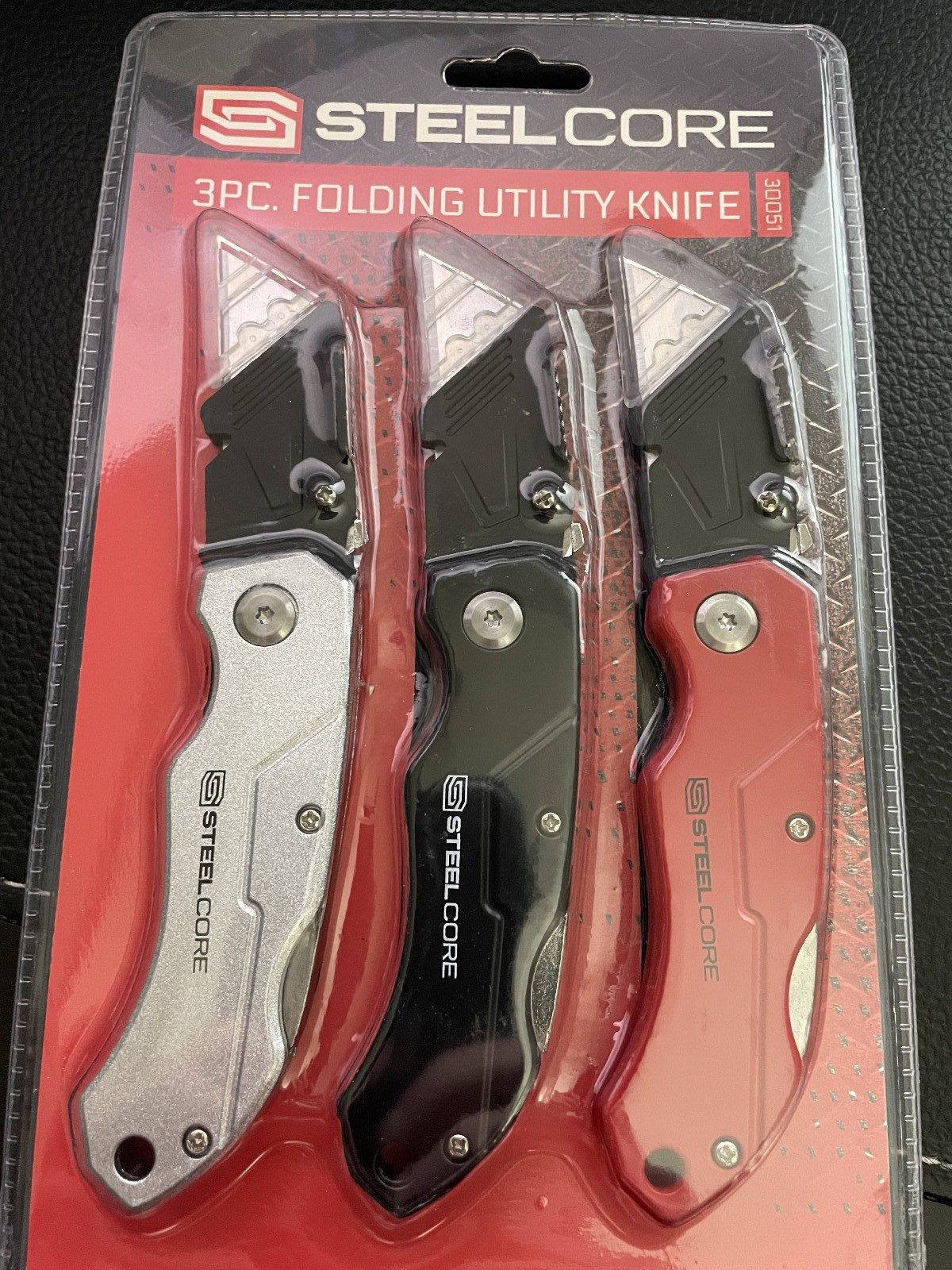 Folding Knife Set (3 pc) Aluminum Alloy Handle Carbon Steel Blade Stainless Clip gallery