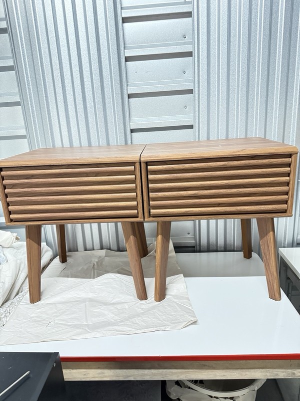 2 Modway Render End Table or Nightstands - Walnut with drawers gallery