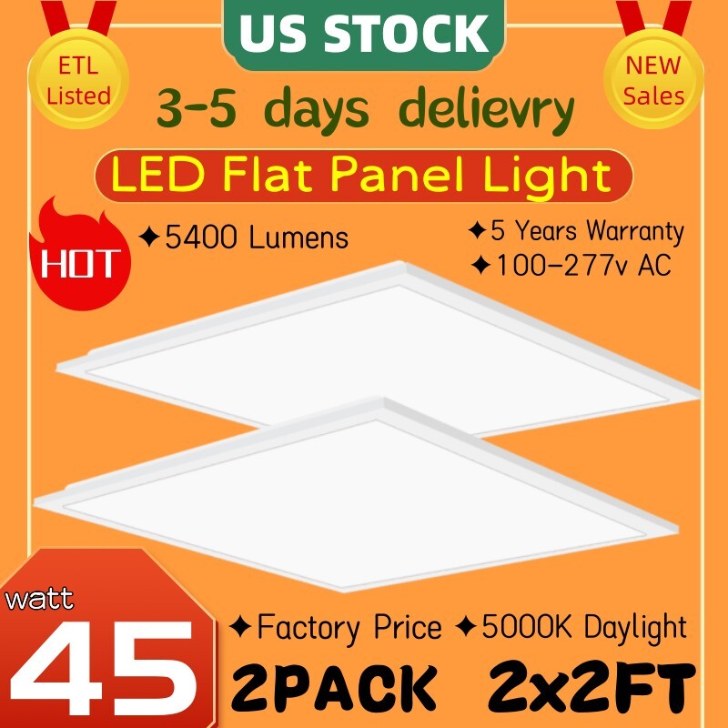 LED Flat Panel Light 2x2FT, 45Watt 5800LM Recessed Backlit Troffer Lights, 5000K gallery