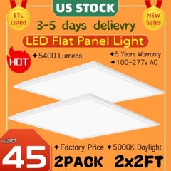 LED Flat Panel Light 2x2FT, 45Watt 5800LM Recessed Backlit Troffer Lights, 5000K