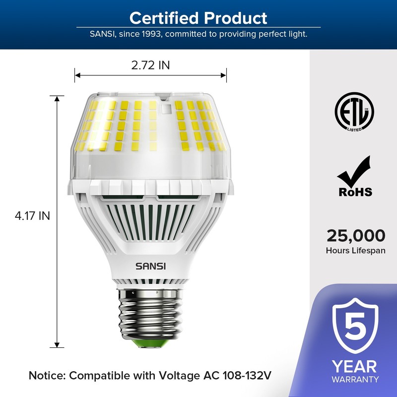SANSI 2x E26 LED Light Bulbs 2500lm A19 5000K Daylight White Lamp 17W=150W COC gallery