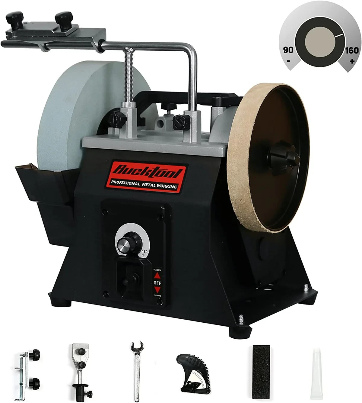 BUCKTOOL 10-Inch Variable Speed Sharpening System Cooled Wet Stone Grinder gallery