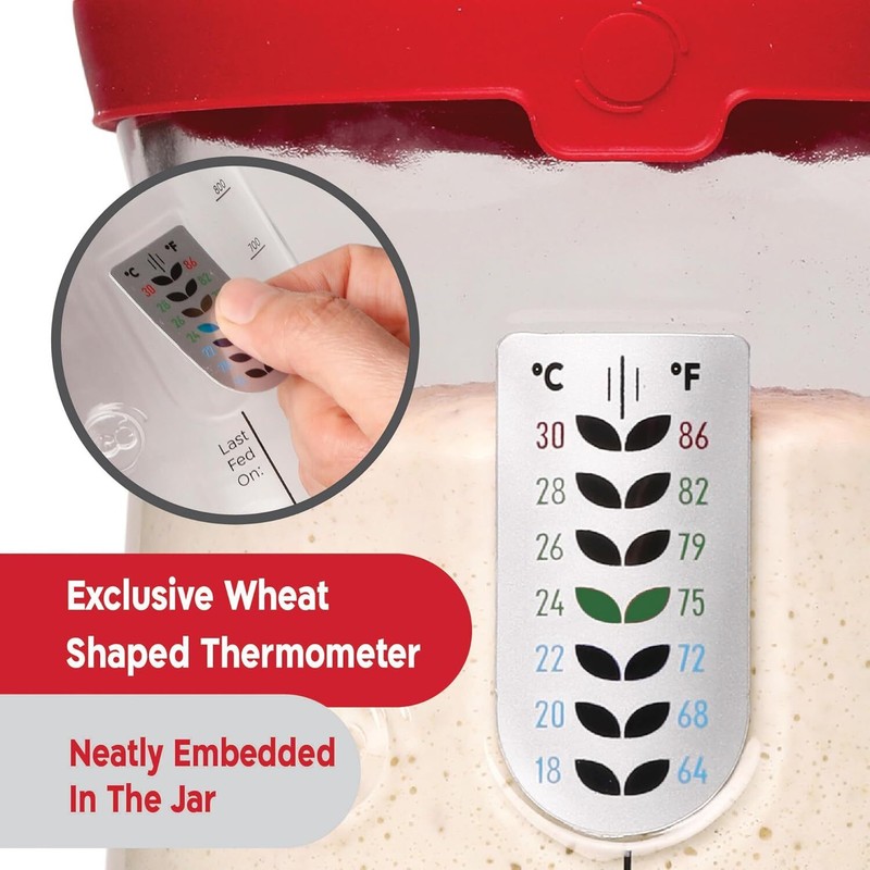 Professional Sourdough Bread Starter Kit - 34 oz. starter jar with 5 functions gallery