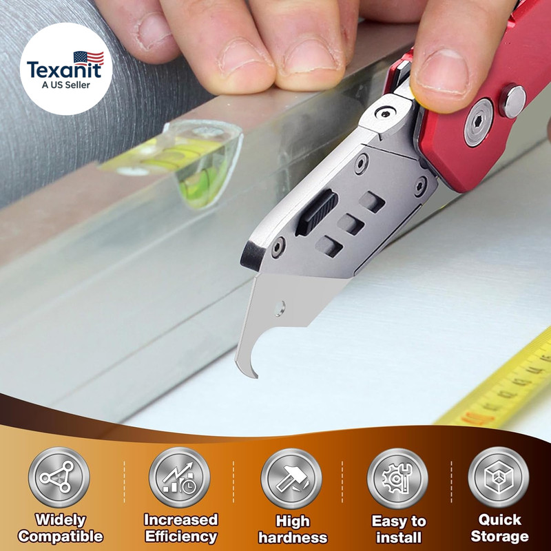 100 Pack Hook Blades, Utility Knife Hooked Blades in Storage Box, Heavy Duty SK5 gallery