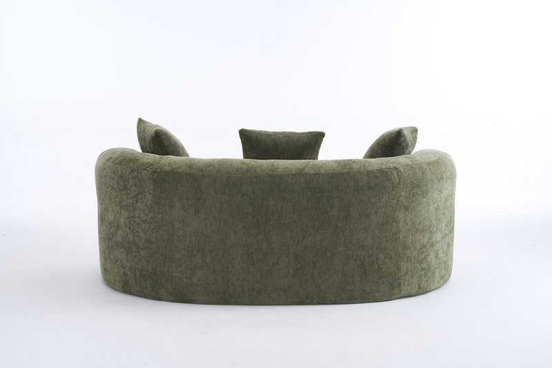 Crescent Sofa Modern Low-Back Deep Cushion Green Chenille Fabric gallery