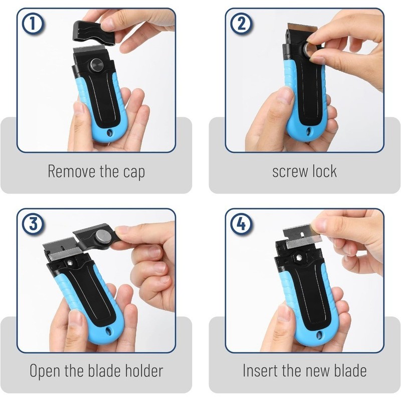 Locking Scraper Tool with 10 Stainless Steel Blades Glass Window Paint gallery