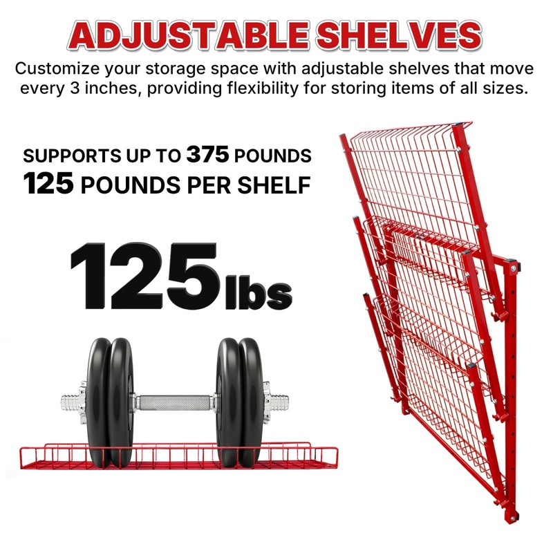 Omni Tool 3-Level Wall Mounted Garage Storage Rack, Heavy Duty, Adjustable gallery