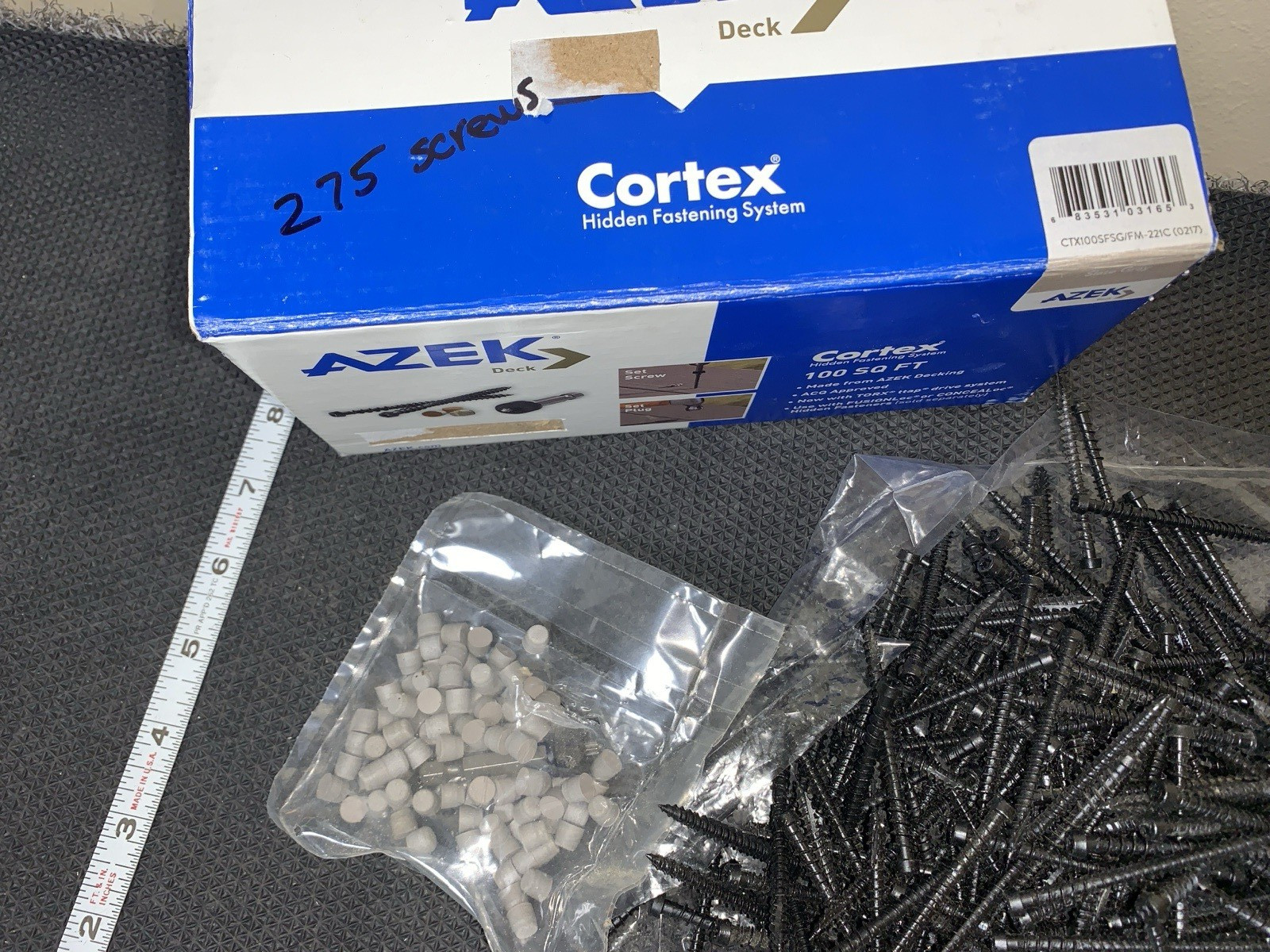 275 deck screws Azek cortex Hidden CTX100SFSG Torx drive Fusionloc slate gray gallery