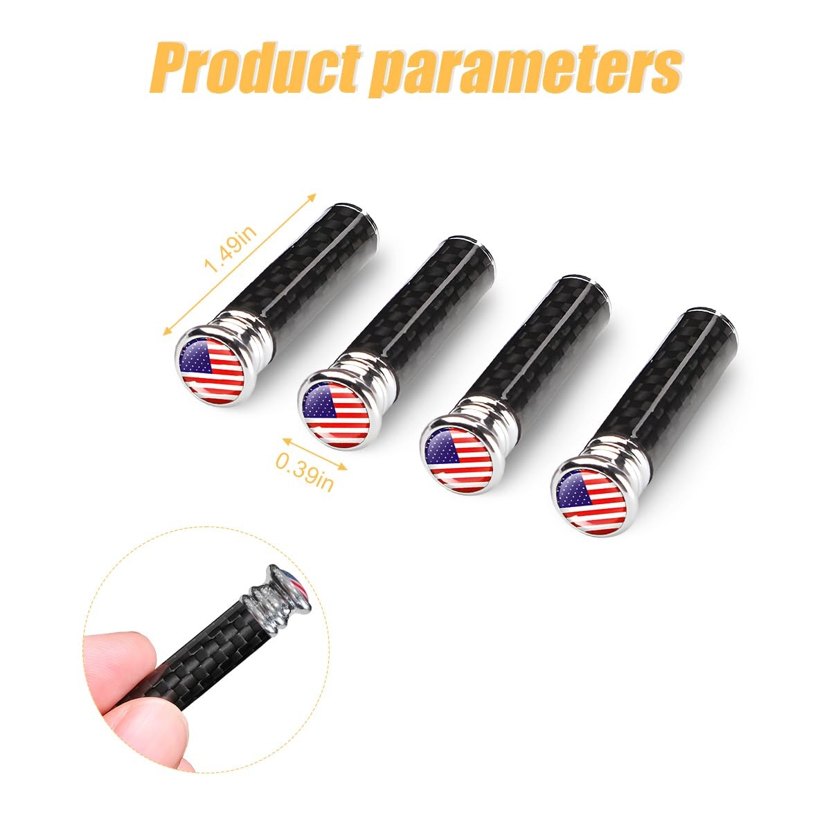 Moly Magnolia 4PCS Car Door Lock Knobs, American Flag Carbon Fiber Door Lock Pin gallery