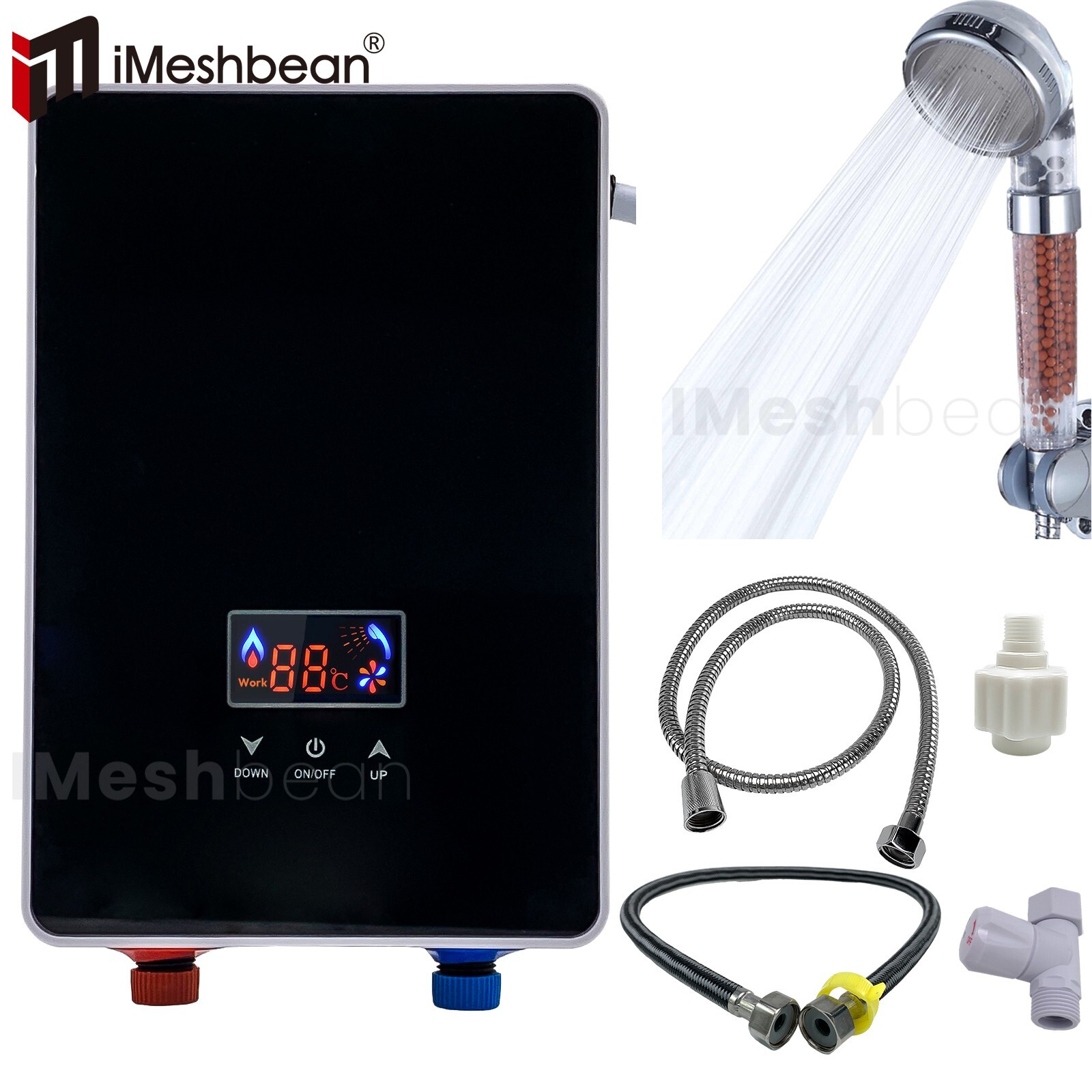 6500W 220V Kitchen Electric Hot Tankless Water Heater Instant Boiler w/Shower US gallery