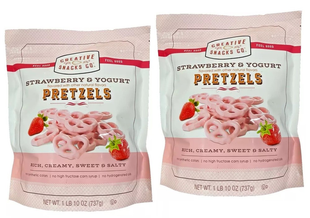 2-PACK Creative Snacks Co Strawberry & Yogurt Pretzels 1 LB 10 Oz each
