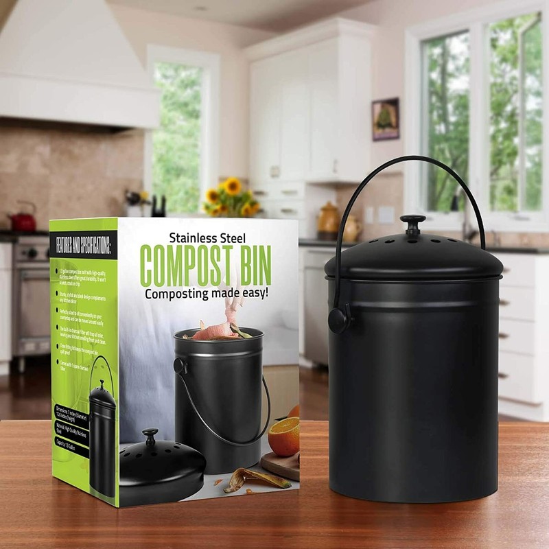 Compost Bin with Lid and 1.3 Gallon Compose Spare Charcoal Filter Utopia Kitchen gallery
