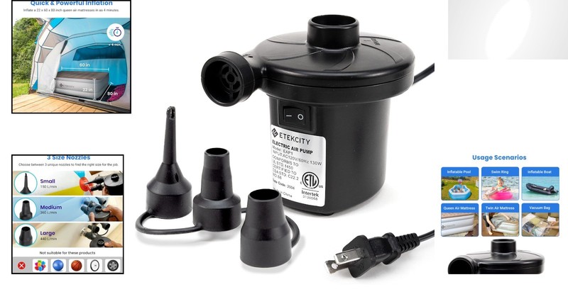 High-Performance Quick-Fill Air Pump with Noise Reduction for All Inflatables gallery