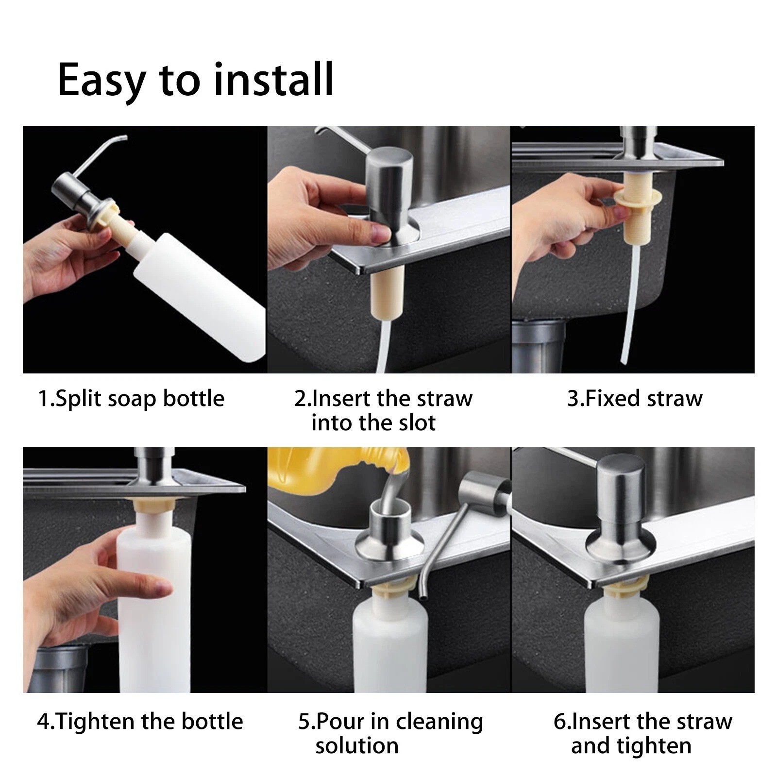 EEEkit Soap Dispenser Kitchen Sink Liquid Pump Bottle - Stainless Steel, 300ml gallery
