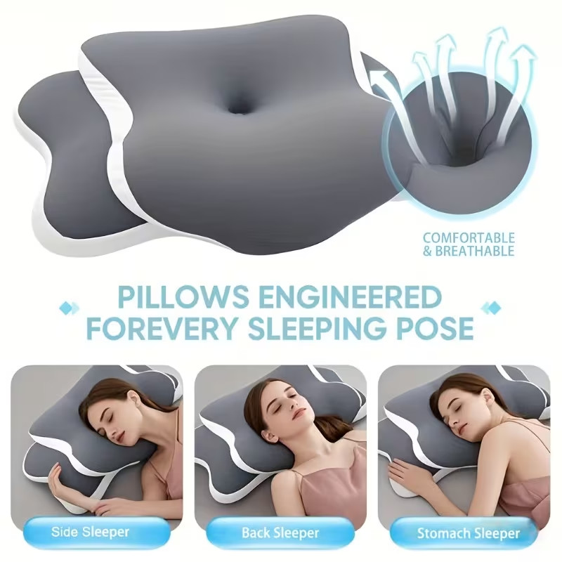 Ergonomic Pillow Soft Support for Back Stomach Sleepers gallery
