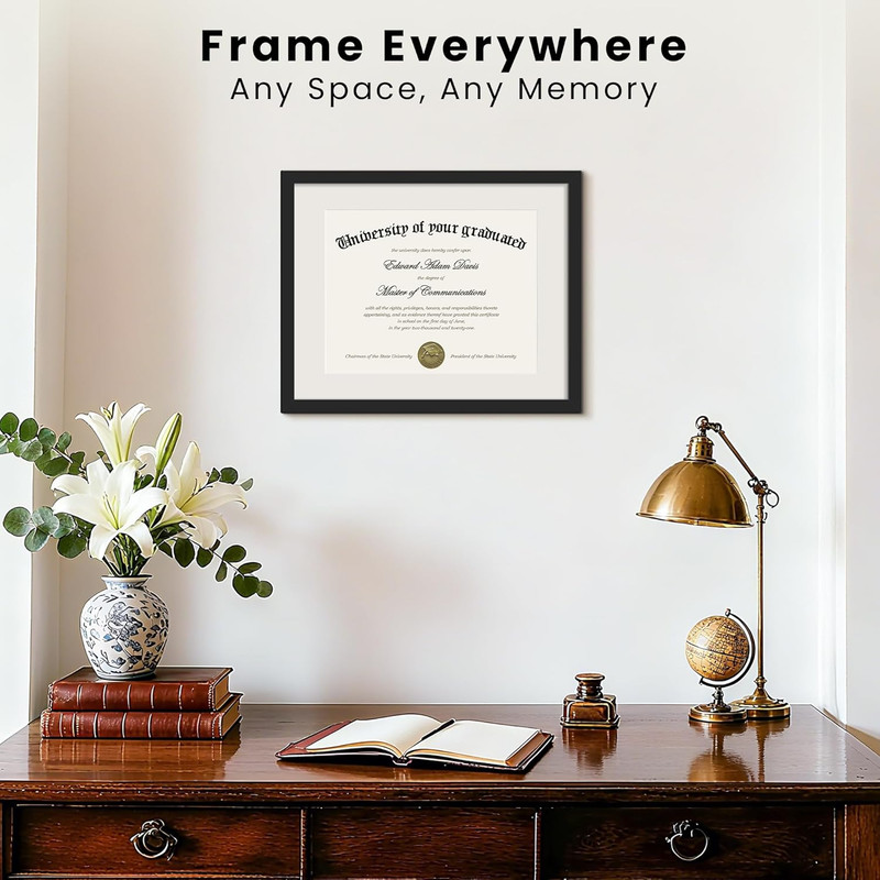 11x14 Diploma Frame with Clear Plexiglass, Displays 8.5 x 11 Certifica gallery