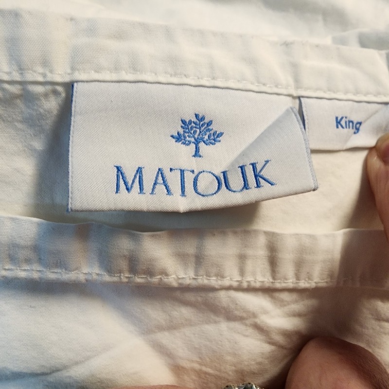 Matouk King White Crisp Flat Sheet 100% Cotton Percale Hemstitch gallery