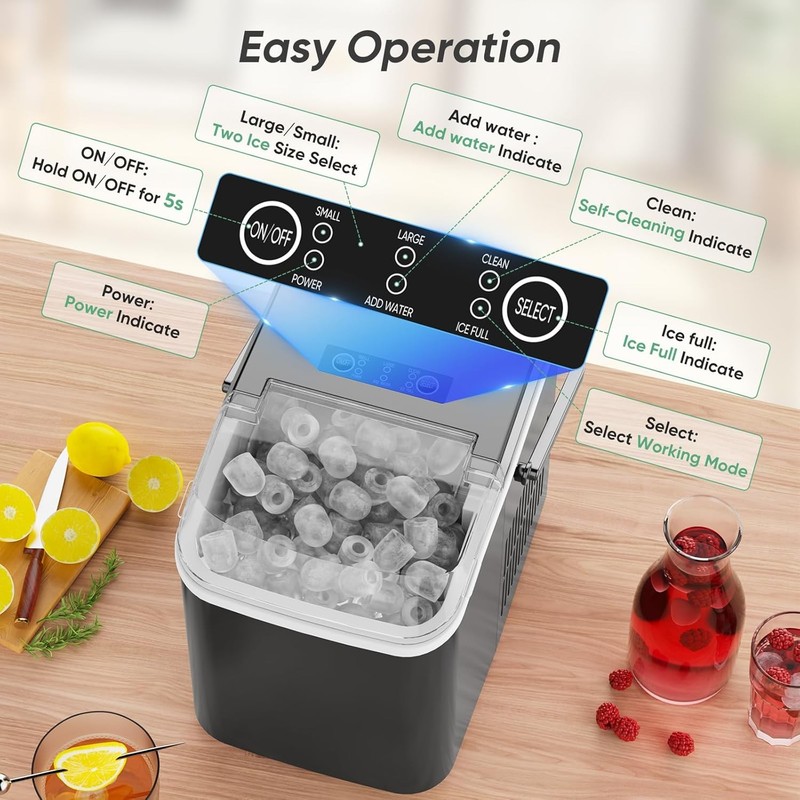 Portable Ice Maker with Self-cleaning Function - Ready in 6 Minutes for 9 Cubes gallery