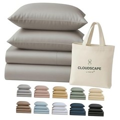 Cloud Scape Linen 400 Thread Count Size Sheets Set – 100% Egyptian King Silver