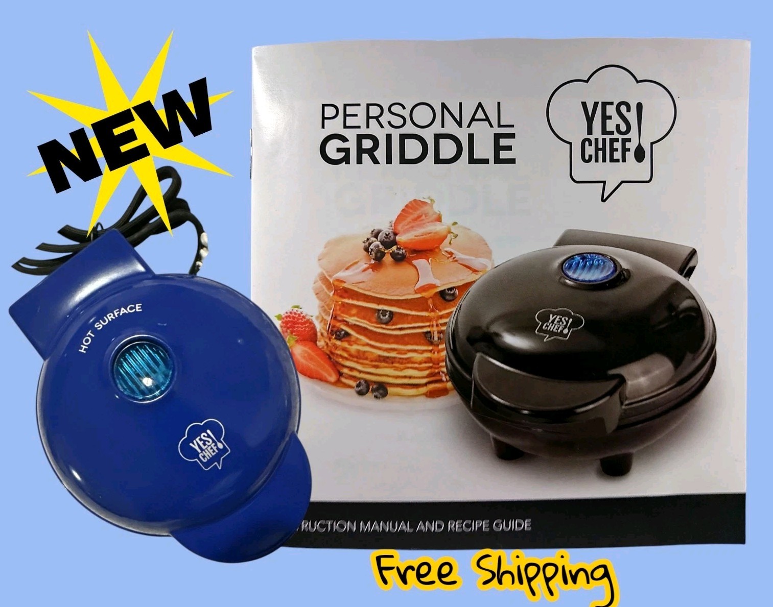 Yes Chef! 6" Personal Blue Non-Stick Electric Griddle (NEW). Pancakes... #yes gallery