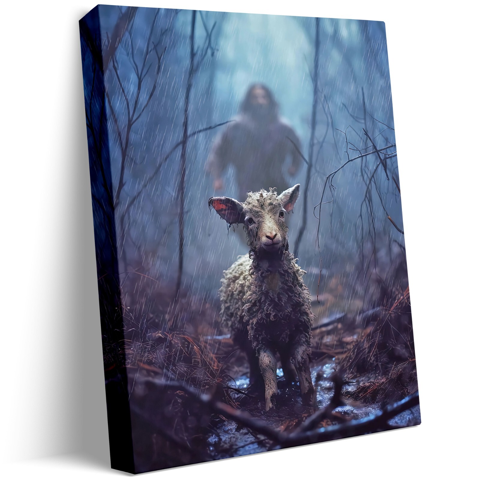 Jesus Chasing After Lamb Picture Religious Christian Home Decor Print gallery