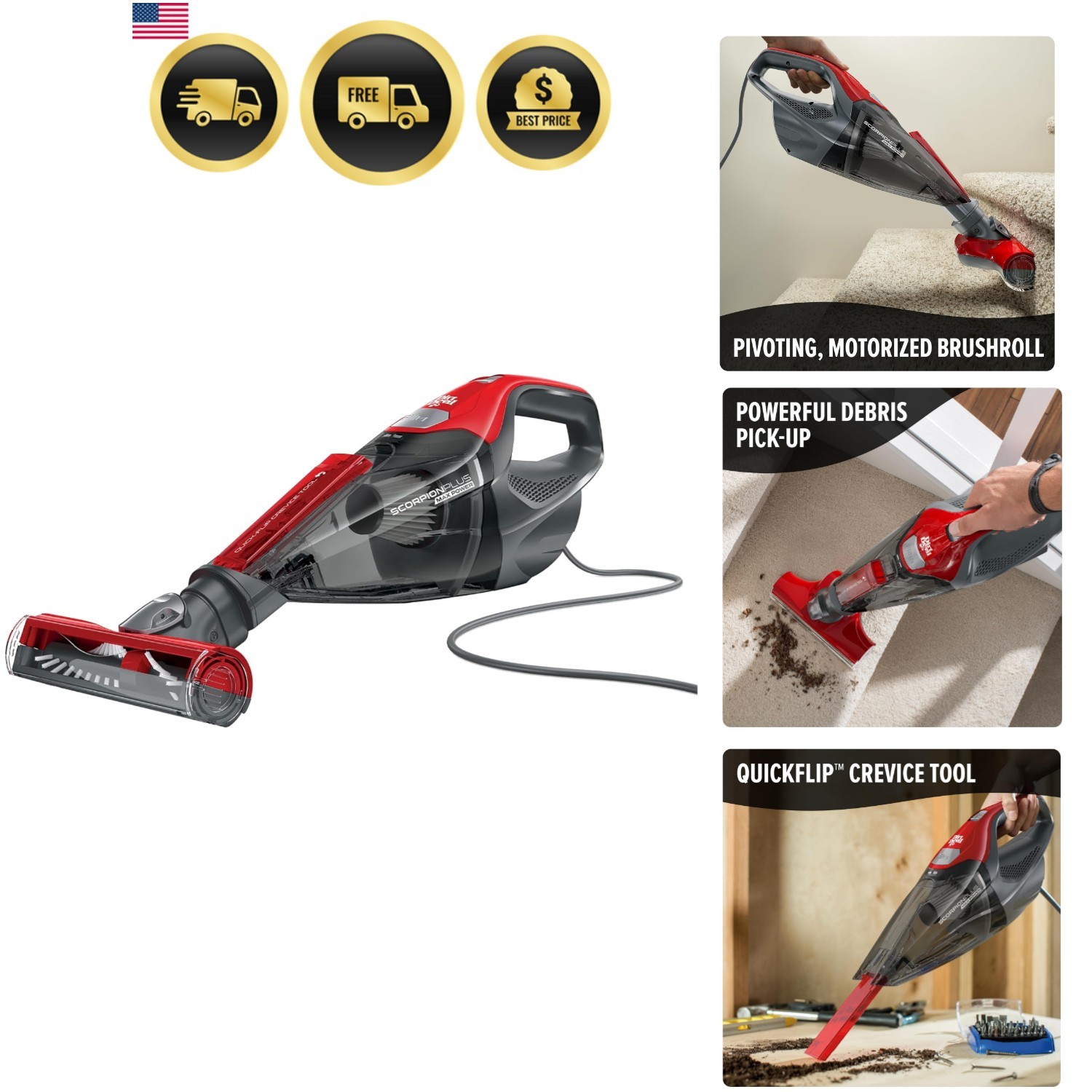 Scorpion Plus Handheld Vacuum Cleaner, Powerful Suction, Lightweight, Include... gallery