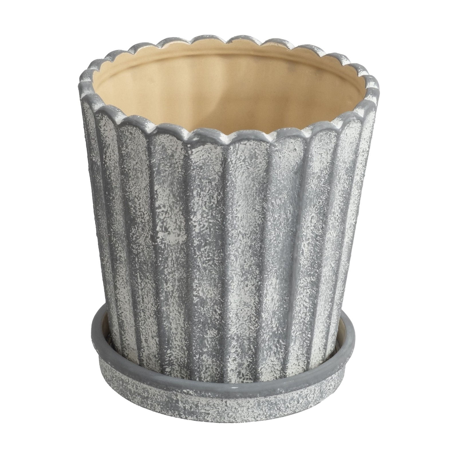 8 Inch Shell Gray Ceramic Planter Pot gallery