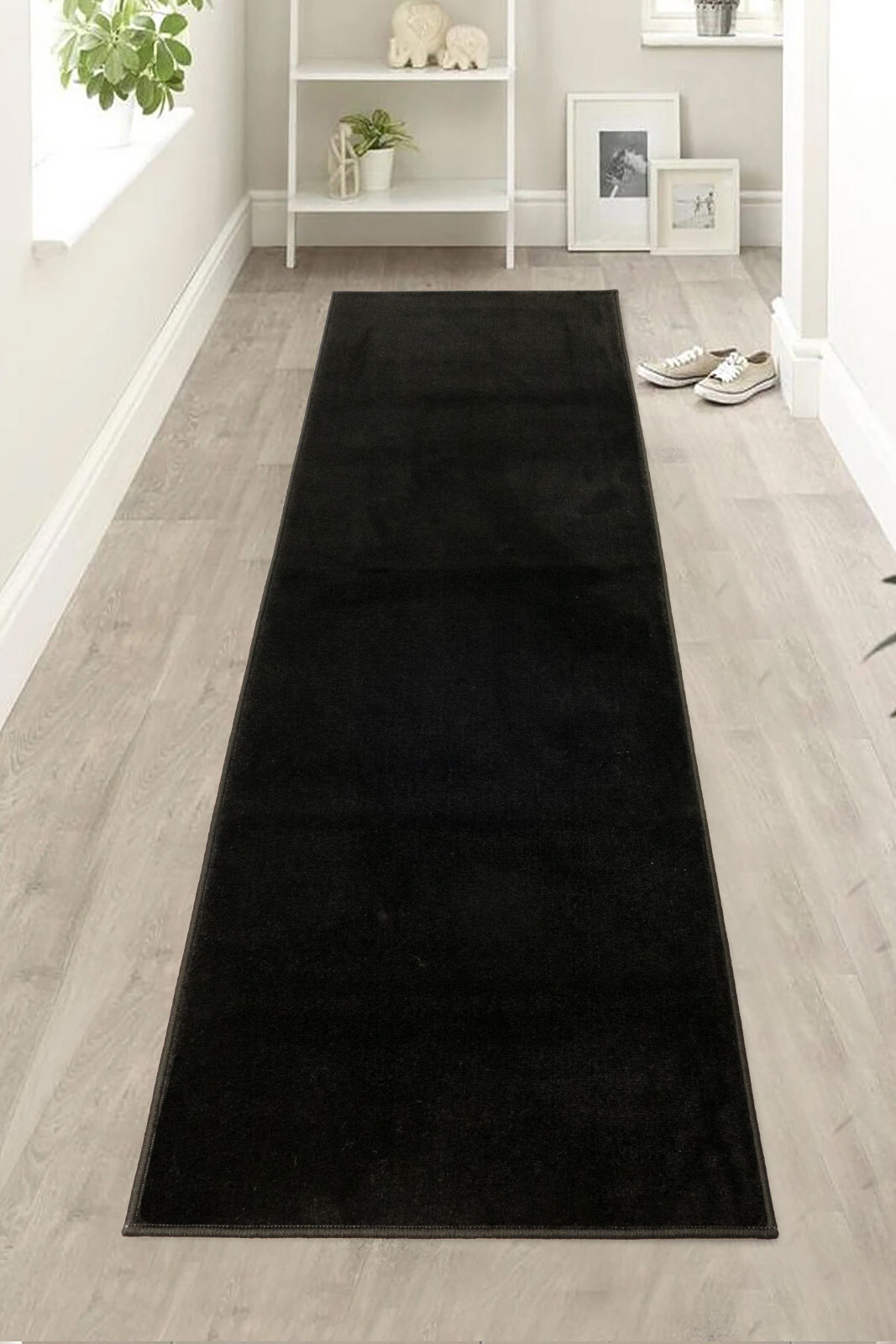 Custom Size Euro Collection Black Color Medium Pile Washable Non Slip Runner Rug gallery