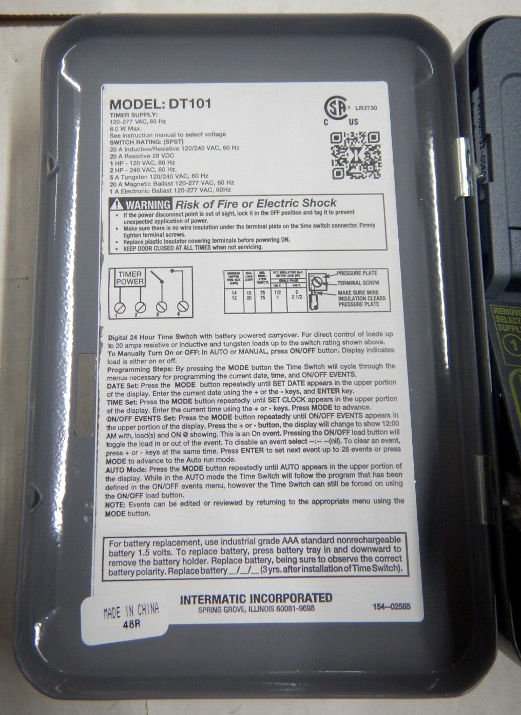 Intermatic DT101 (SPST) 120/277v 24 Hour Digital Electronic Time clock NEW gallery