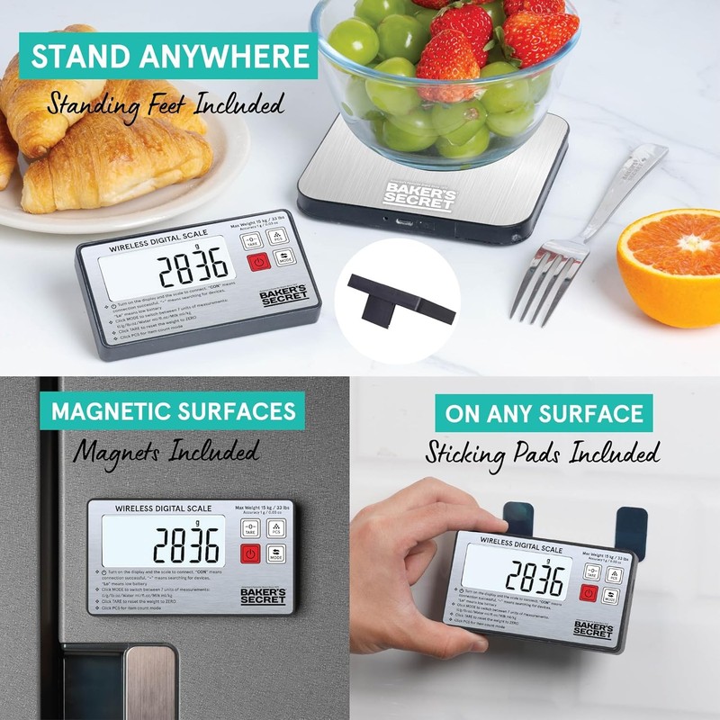 Kitchen Scale 33lbs Wireless Display 2X Magnets Support USB-C Charging gallery