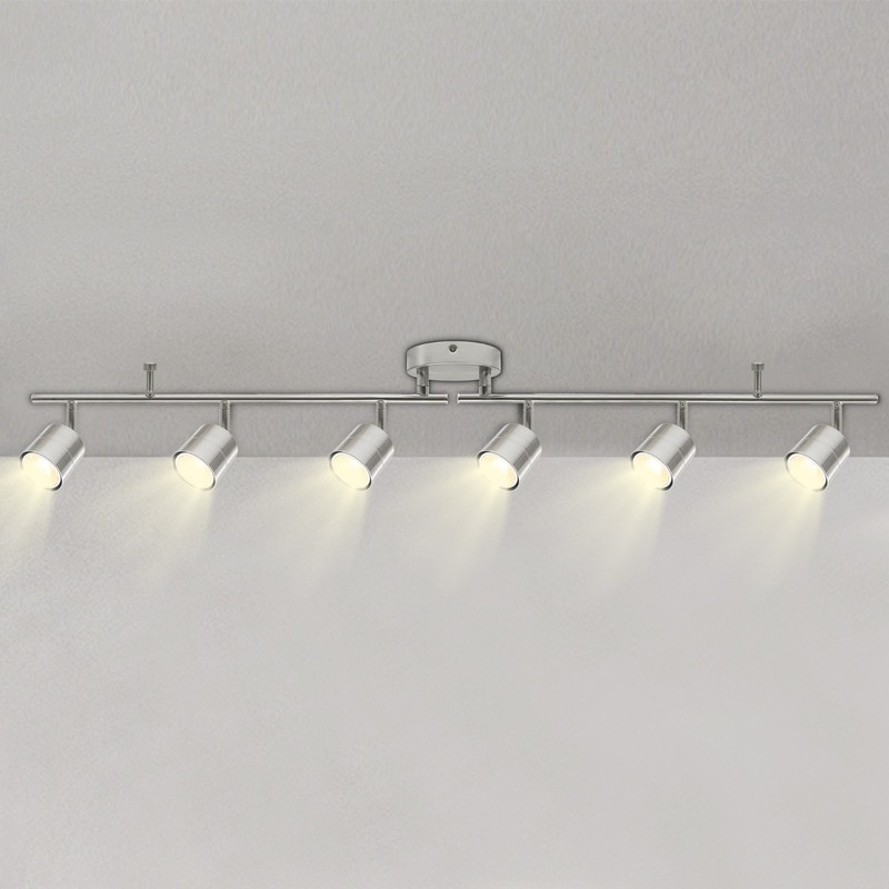 6-Light Track Lighting Kit with Replaceable 6xGU10 LED Bulbs Brushed Nickel gallery