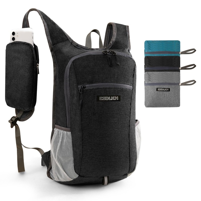 Small Hiking Backpack with Detachable Front Holder, Foldable Packable Back pa...