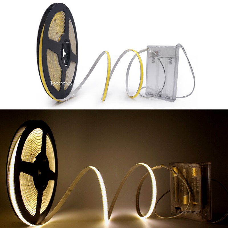 5V 5mm width COB LED light strip 320LED/m Battery box Powered Flexible light bar gallery