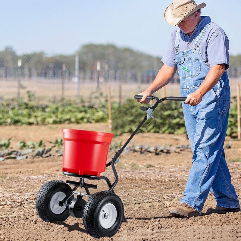 90LB Broadcast Spreader Walk Behind Push Grass Seed Spreader Fertilizer Spreader gallery