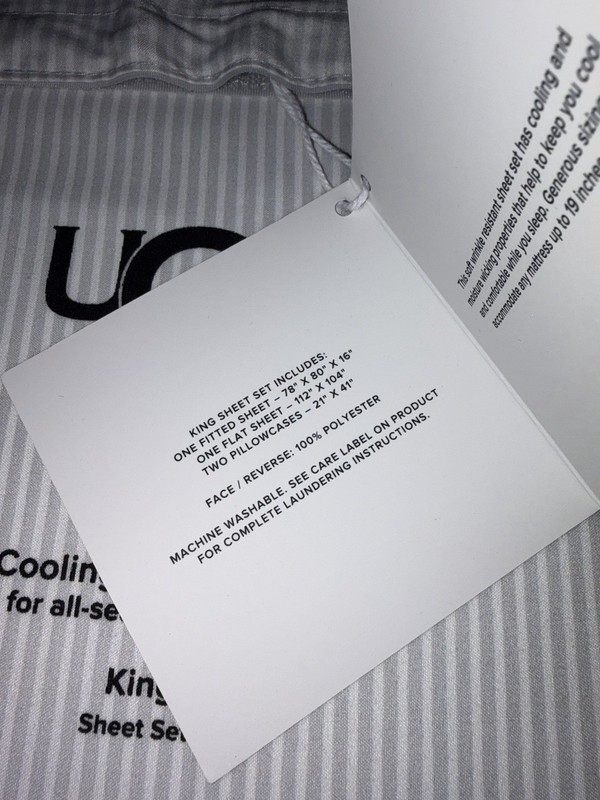 UGG 4PC KING Sheet Set "RONICA" COOLING TECHNOLOGY ALL-SEASON - WHITE STRIPED gallery