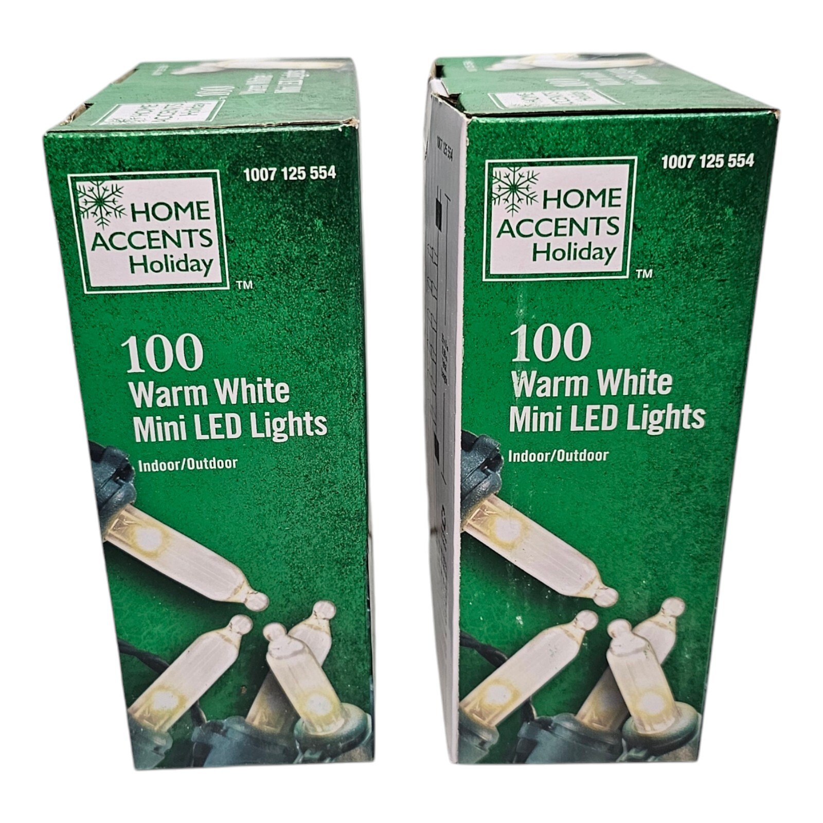 2 Boxes Home Accents 100 Warm White Mini LED INDOOR/OUTDOOR 28ft 10in Green Wire gallery