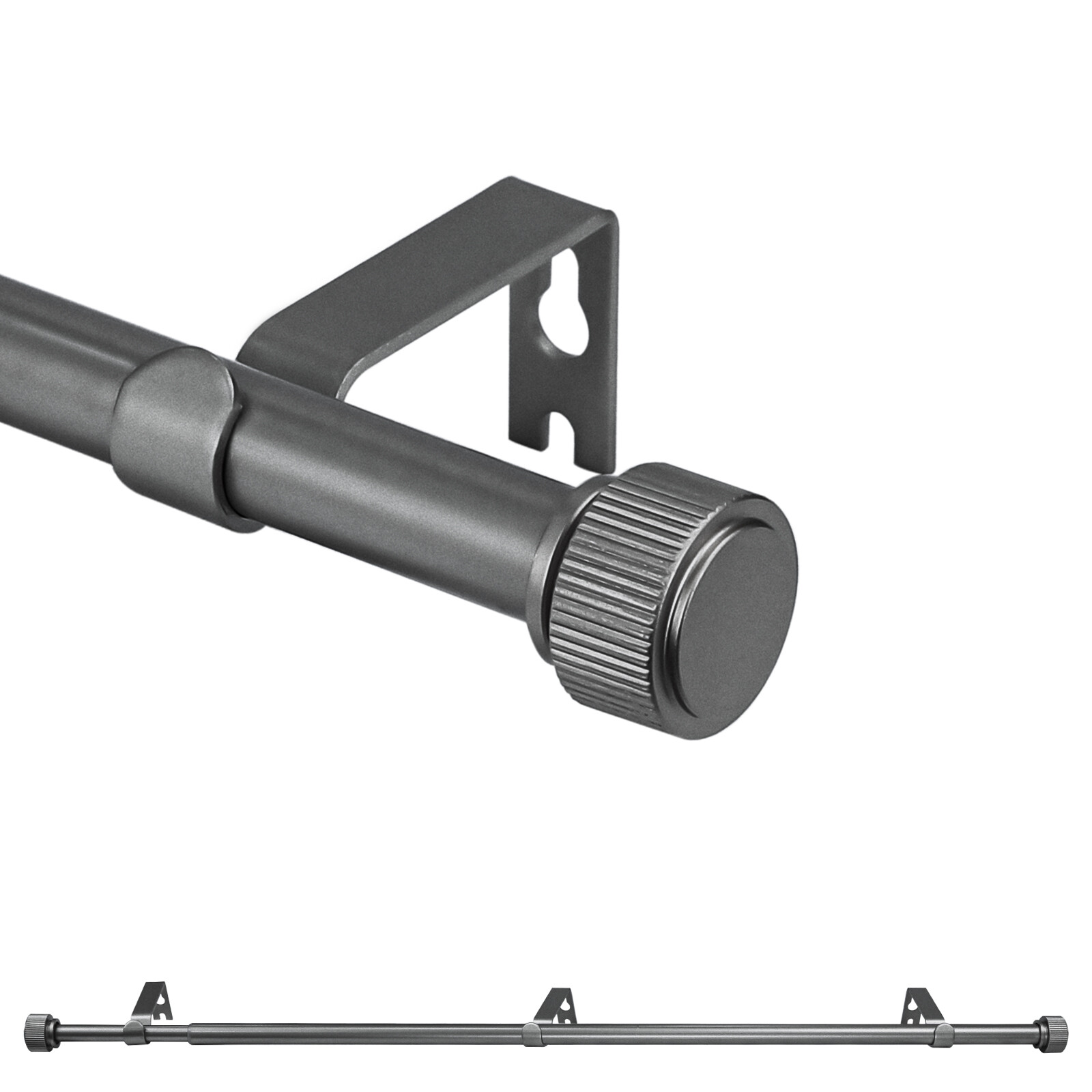 5/8" Dia Adjustable Single Drapery Curtain Rod Set with Poignee Finials,28"-120" gallery