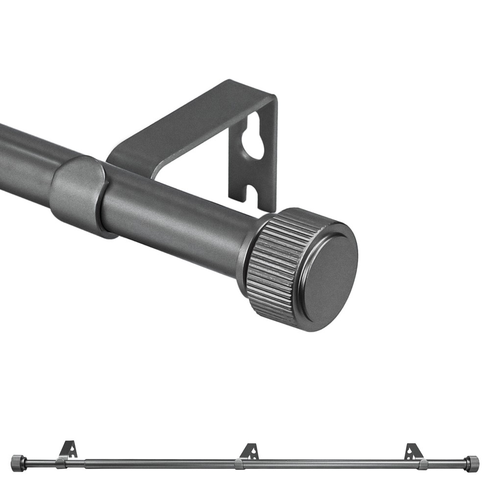 5/8" Dia Adjustable Single Drapery Curtain Rod Set with Poignee Finials,28"-120"