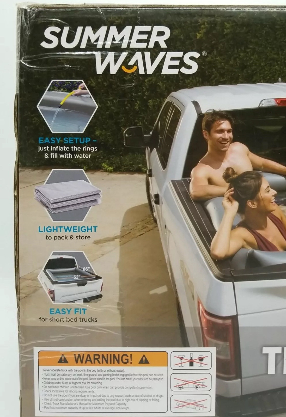 Summer Waves Inflatable Truck Bed Adult Swimming Pool Measures 66" x 62" x 21" gallery