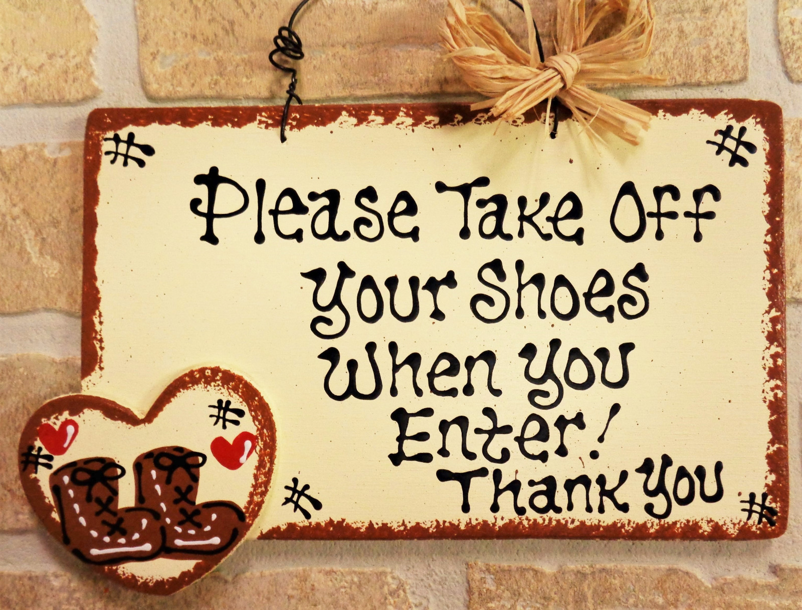 PLEASE TAKE OFF YOUR SHOES WHEN YOU ENTER Sign Rustic Wall Plaque Remove Porch gallery